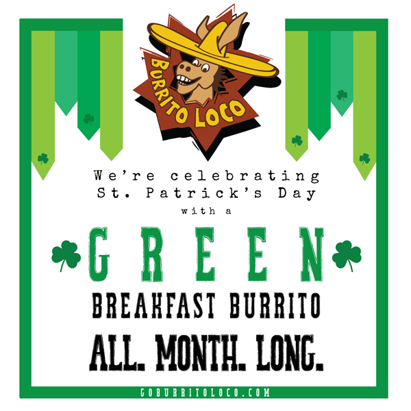 Burrito Loco St Patrick's Day Social Post